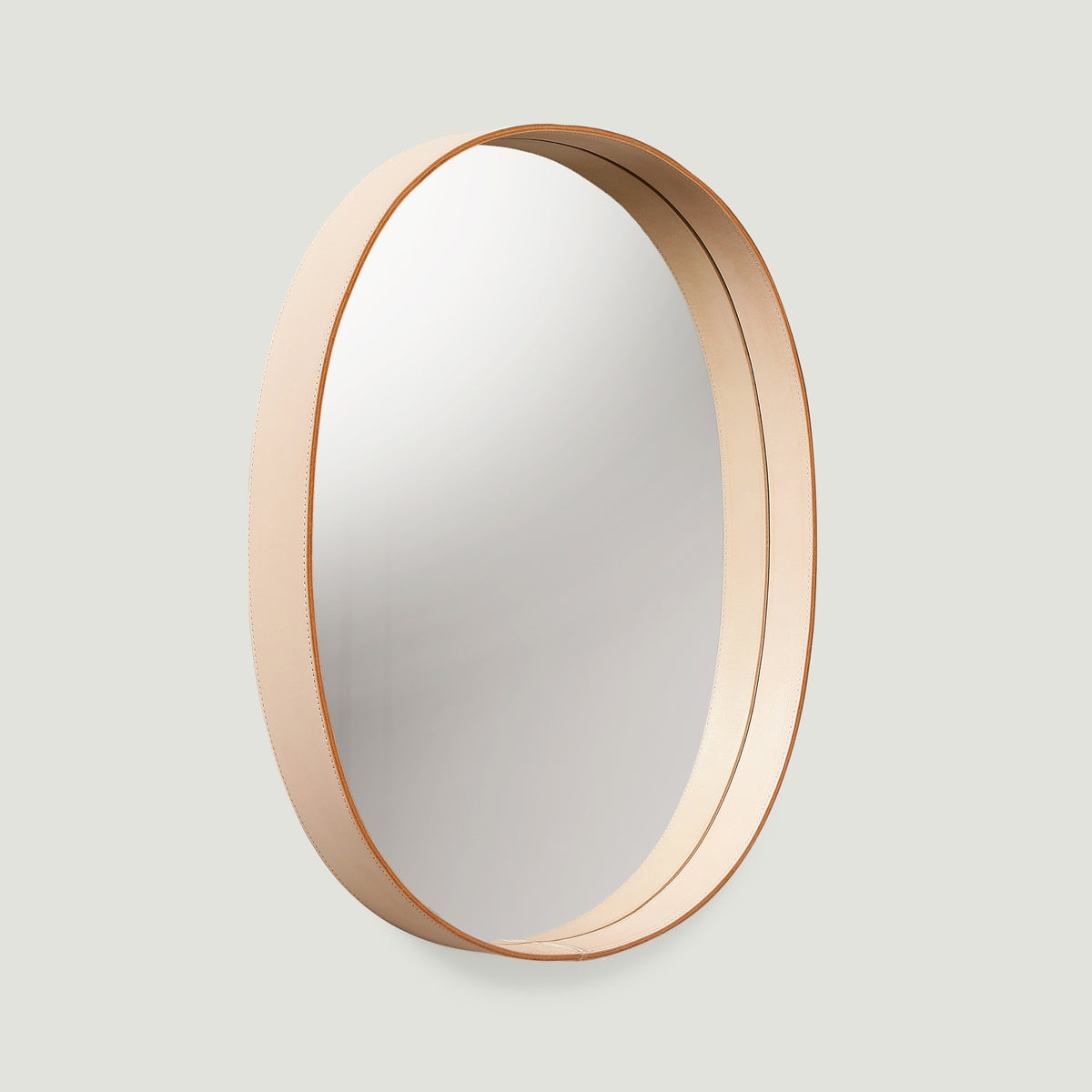 OVAL MIRROR | 本革フレームのオーバルミラー モダンな壁掛け鏡 