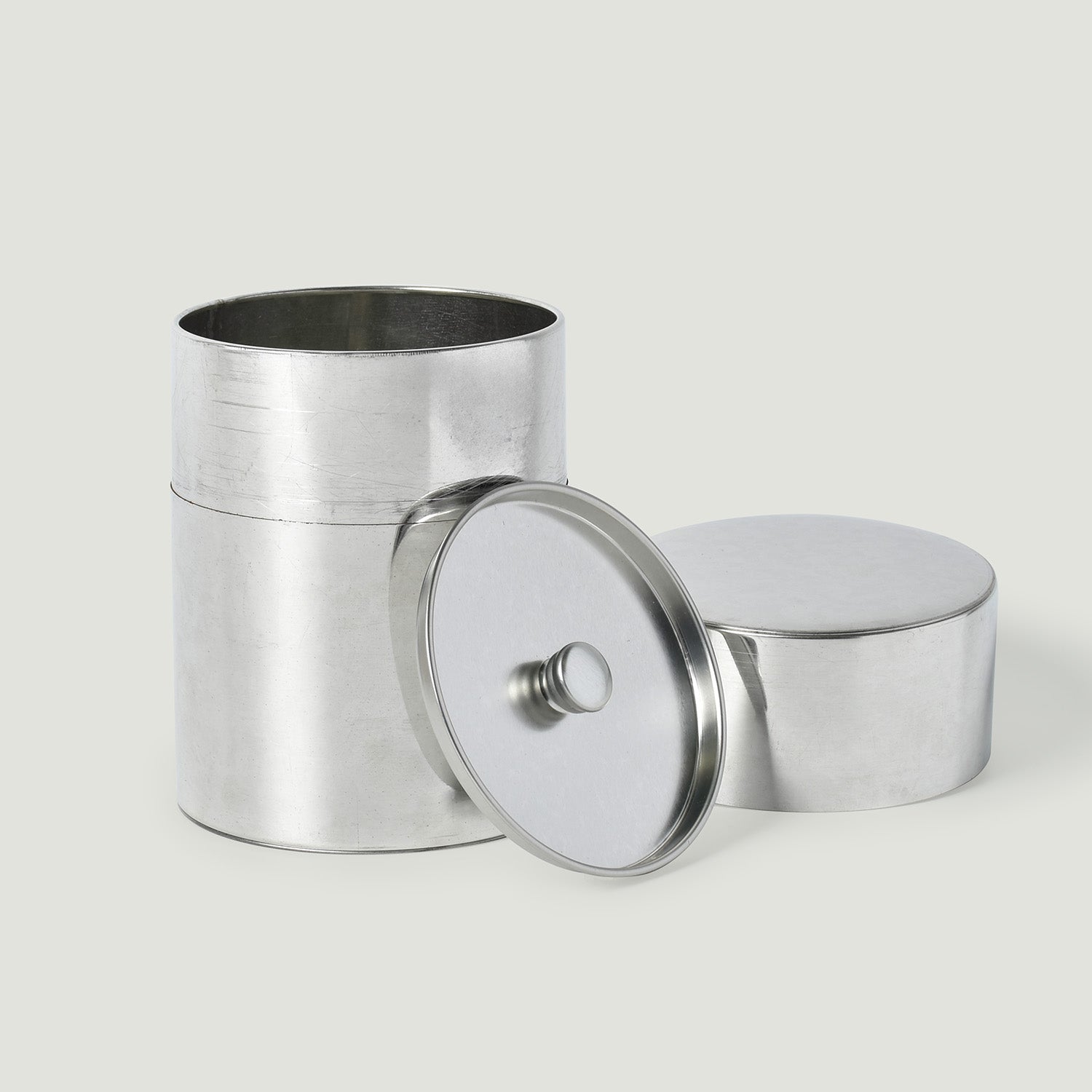TIN CADDY plain M 蓋を開けたところ ブリキのキャニスター